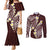 Plumeria With Oxblood Polynesian Tattoo Pattern Couples Matching Mermaid Dress and Long Sleeve Button Shirt