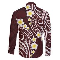 Plumeria With Oxblood Polynesian Tattoo Pattern Family Matching Short Sleeve Bodycon Dress and Hawaiian Shirt LT05 - Polynesian Pride