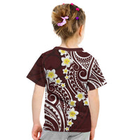 Plumeria With Oxblood Polynesian Tattoo Pattern Kid T Shirt