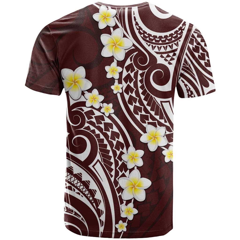 Plumeria With Oxblood Polynesian Tattoo Pattern T Shirt