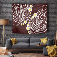 Plumeria With Oxblood Polynesian Tattoo Pattern Tapestry
