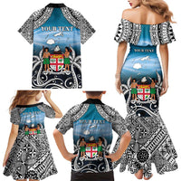 Personalised Happy 54th Fiji Day Family Matching Mermaid Dress and Hawaiian Shirt Forever Fiji With Tapa Tribal Pattern LT05 - Polynesian Pride