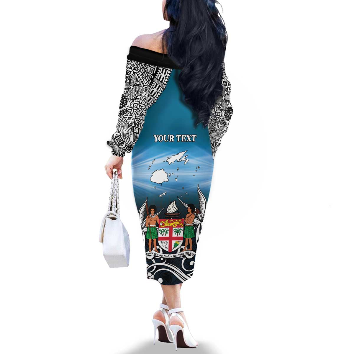 Personalised Happy 54th Fiji Day Family Matching Off The Shoulder Long Sleeve Dress and Hawaiian Shirt Forever Fiji With Tapa Tribal Pattern LT05 - Polynesian Pride