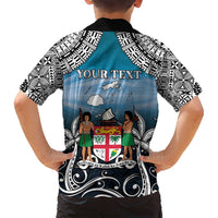 Personalised Happy 54th Fiji Day Family Matching Off Shoulder Maxi Dress and Hawaiian Shirt Forever Fiji With Tapa Tribal Pattern LT05 - Polynesian Pride