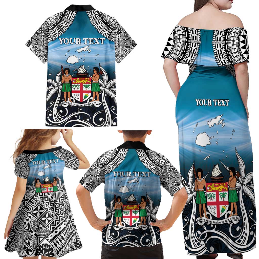 Personalised Happy 54th Fiji Day Family Matching Off Shoulder Maxi Dress and Hawaiian Shirt Forever Fiji With Tapa Tribal Pattern LT05 - Polynesian Pride