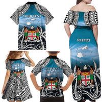 Personalised Happy 54th Fiji Day Family Matching Off Shoulder Maxi Dress and Hawaiian Shirt Forever Fiji With Tapa Tribal Pattern LT05 - Polynesian Pride