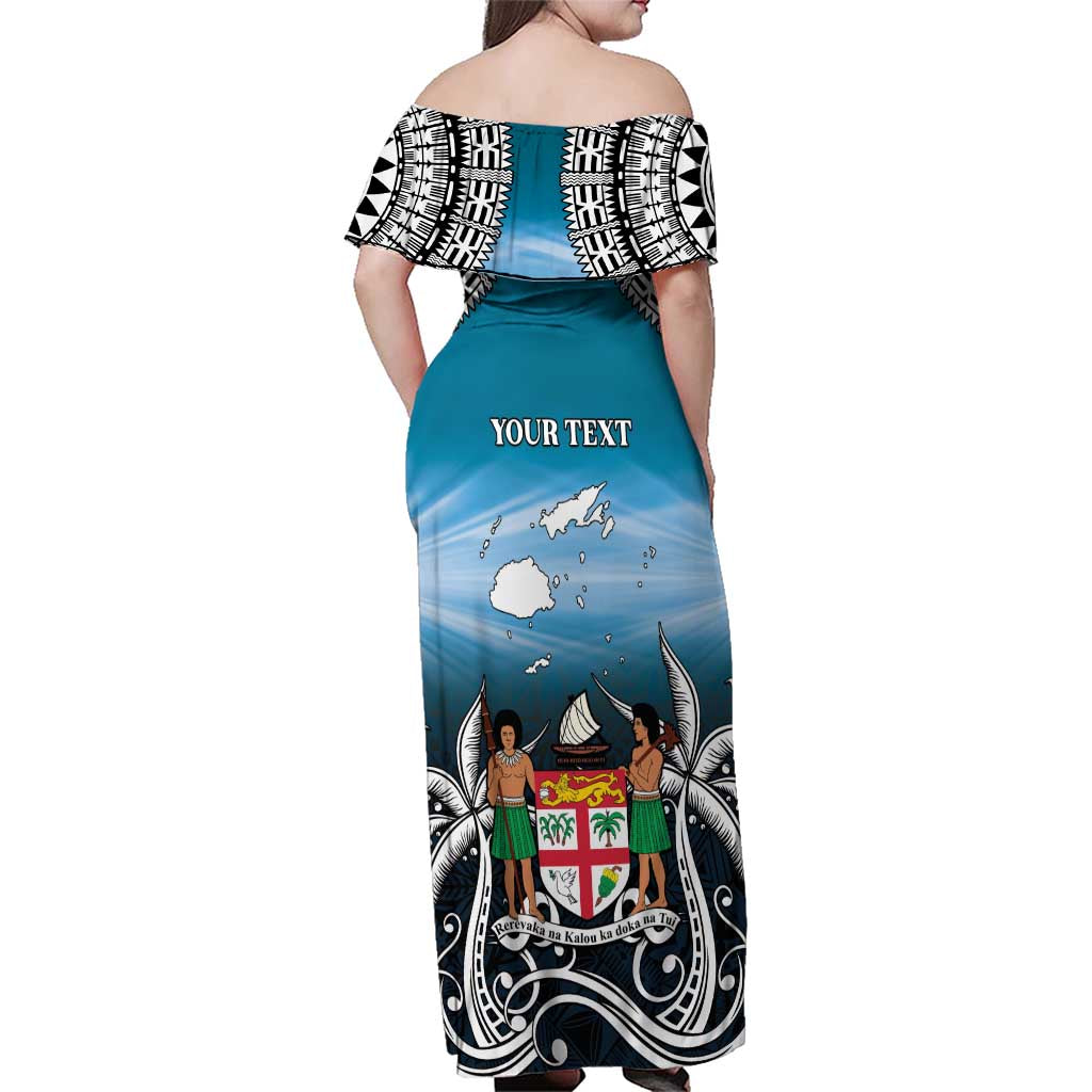 Personalised Happy 54th Fiji Day Family Matching Off Shoulder Maxi Dress and Hawaiian Shirt Forever Fiji With Tapa Tribal Pattern LT05 - Polynesian Pride