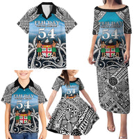 Personalised Happy 54th Fiji Day Family Matching Puletasi and Hawaiian Shirt Forever Fiji With Tapa Tribal Pattern LT05 - Polynesian Pride