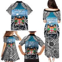 Personalised Happy 54th Fiji Day Family Matching Puletasi and Hawaiian Shirt Forever Fiji With Tapa Tribal Pattern LT05 - Polynesian Pride