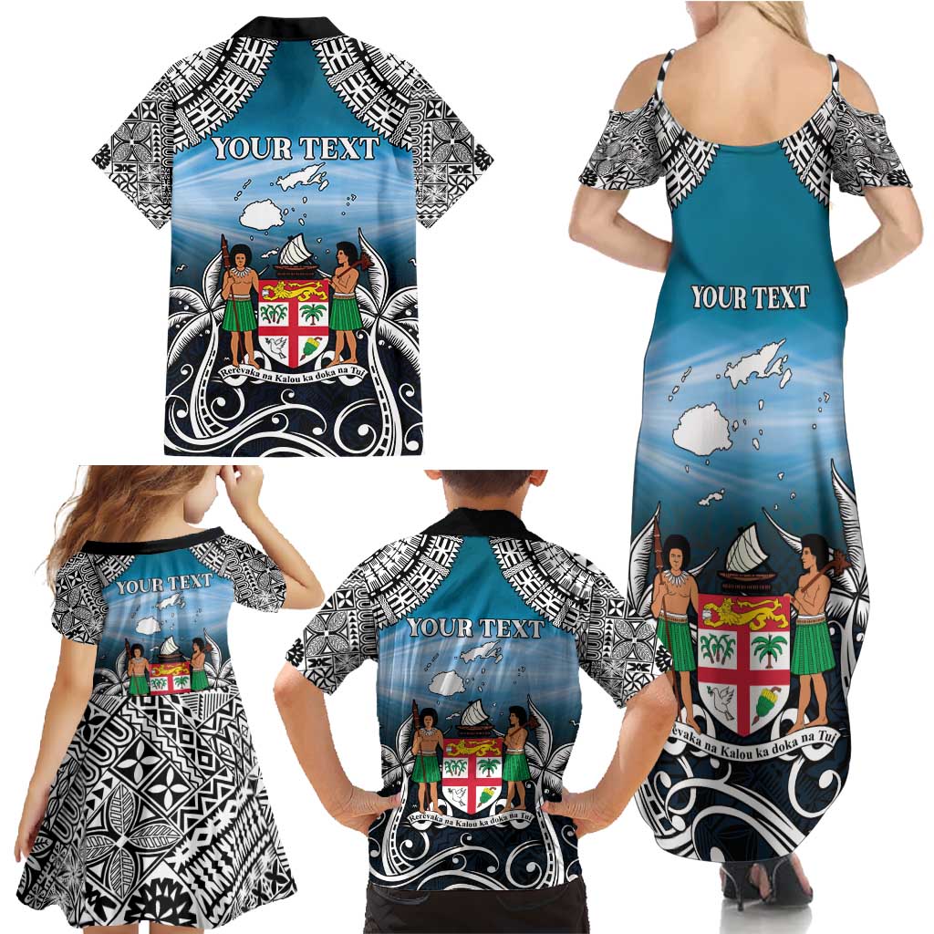 Personalised Happy 54th Fiji Day Family Matching Summer Maxi Dress and Hawaiian Shirt Forever Fiji With Tapa Tribal Pattern LT05 - Polynesian Pride