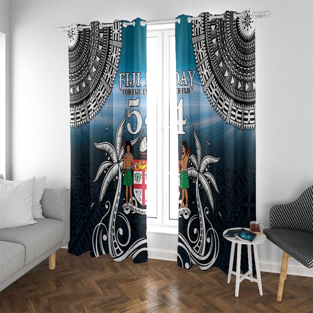 Happy 54th Fiji Day Window Curtain Forever Fiji With Tapa Tribal Pattern