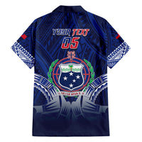 Custom Samoa Rugby Family Matching Off Shoulder Maxi Dress and Hawaiian Shirt World Cup 2023 Coat Of Arms With Polynesian Pattern LT05 - Polynesian Pride