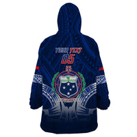 Custom Samoa Rugby Wearable Blanket Hoodie World Cup 2023 Coat Of Arms With Polynesian Pattern LT05 - Polynesian Pride