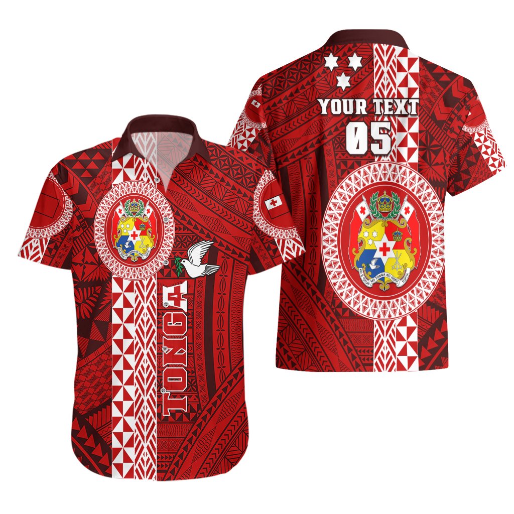 Custom Tonga Rugby Hawaiian Shirt World Cup 2023 Coat Of Arms Ngatu Pattern LT05 - Polynesian Pride