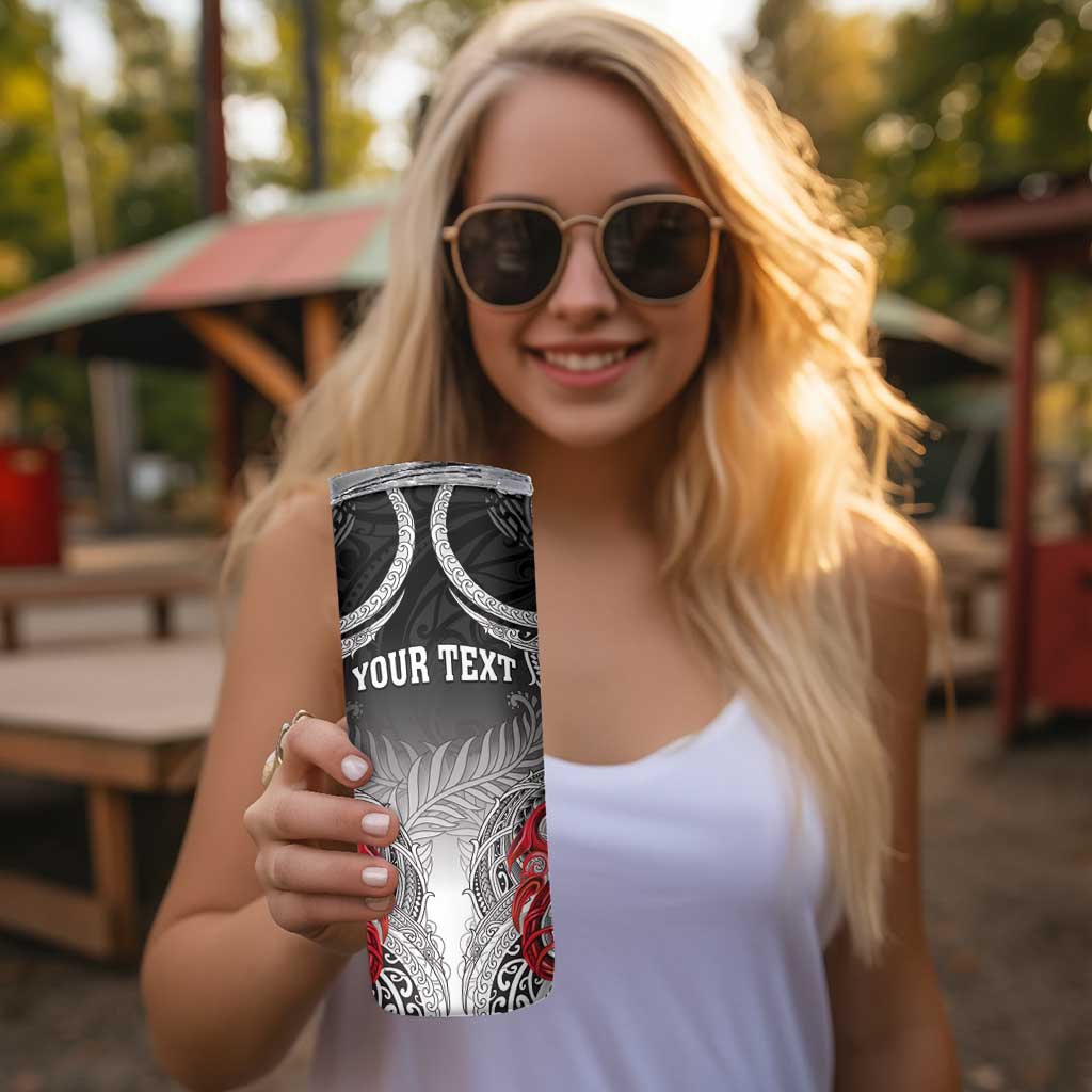 Personalised New Zealand Waitangi Day Skinny Tumbler Aotearoa Te Ra O Waitangi Manaia Maori Pattern