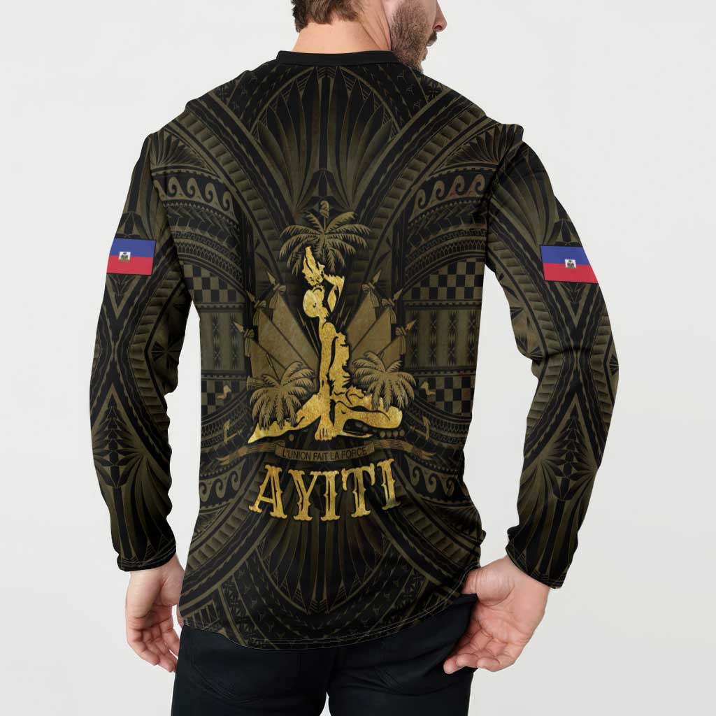 Haiti 1804 Button Sweatshirt Polynesian Gold Neg Maron