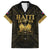 Haiti 1804 Family Matching Off The Shoulder Long Sleeve Dress and Hawaiian Shirt Polynesian Gold Neg Maron