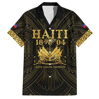 Haiti 1804 Family Matching Off Shoulder Maxi Dress and Hawaiian Shirt Polynesian Gold Neg Maron LT05 Dad's Shirt - Short Sleeve Gold - Polynesian Pride