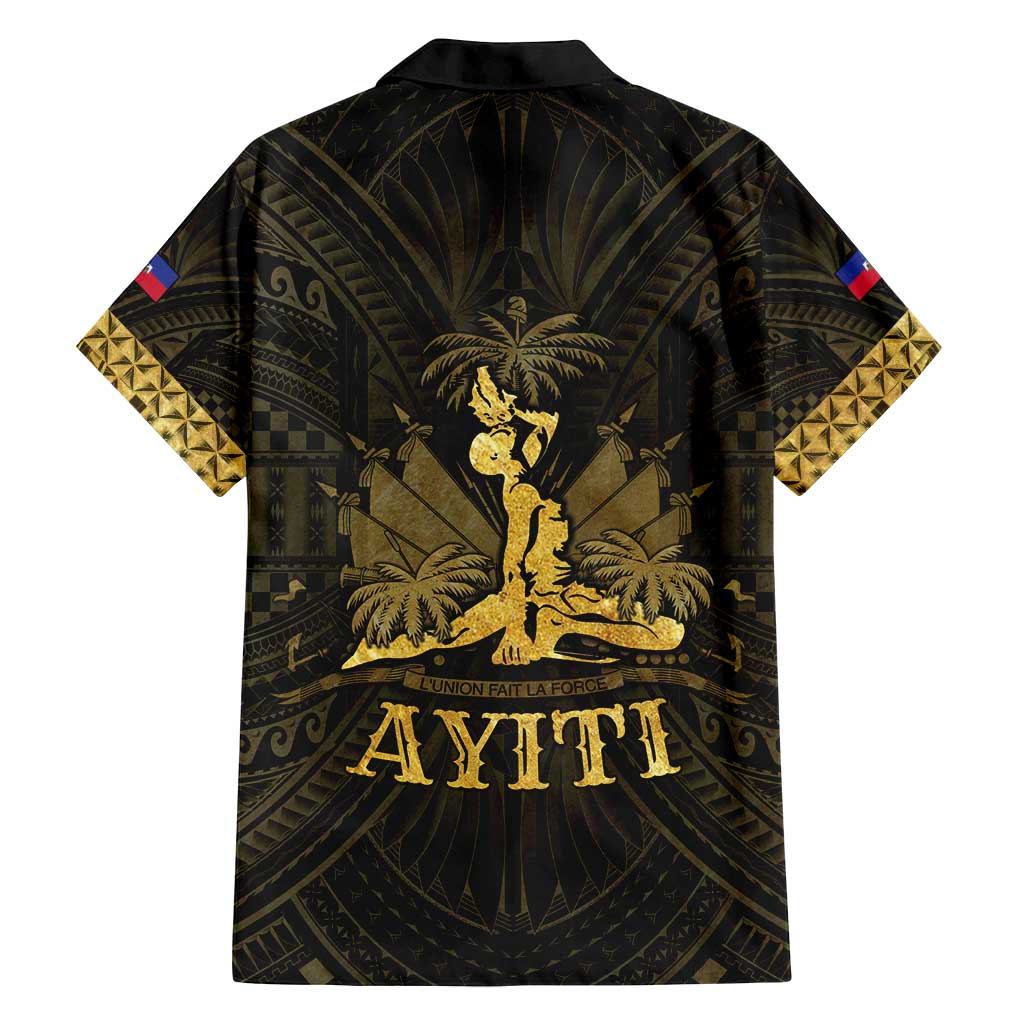Haiti 1804 Family Matching Off Shoulder Maxi Dress and Hawaiian Shirt Polynesian Gold Neg Maron LT05 - Polynesian Pride