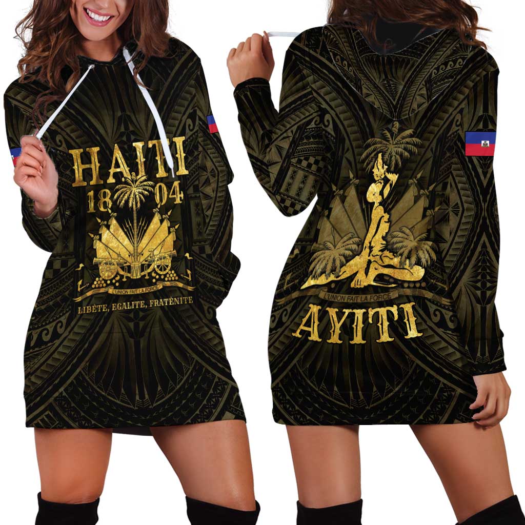 Haiti 1804 Hoodie Dress Polynesian Gold Neg Maron