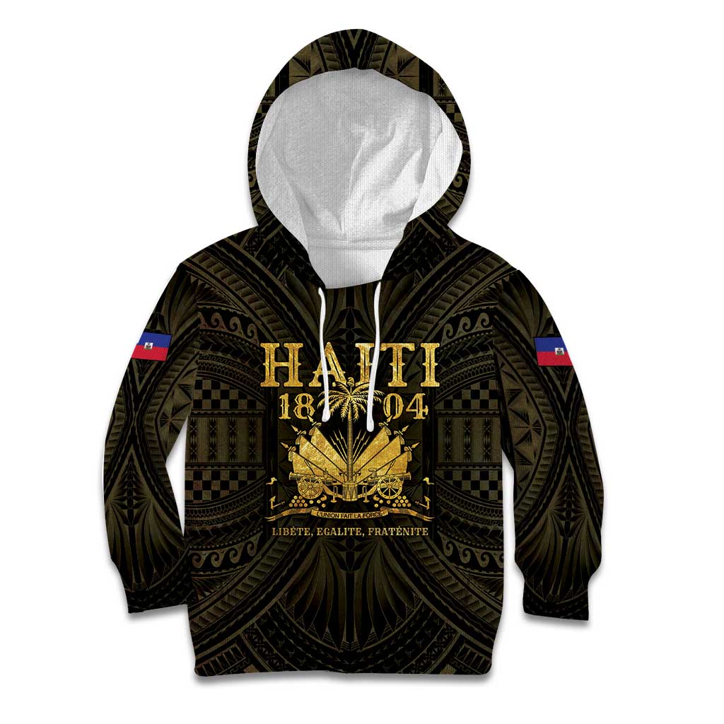 Haiti 1804 Kid Hoodie Polynesian Gold Neg Maron LT05 Hoodie Gold - Polynesian Pride