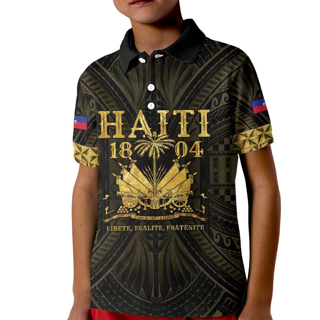 Haiti 1804 Kid Polo Shirt Polynesian Gold Neg Maron