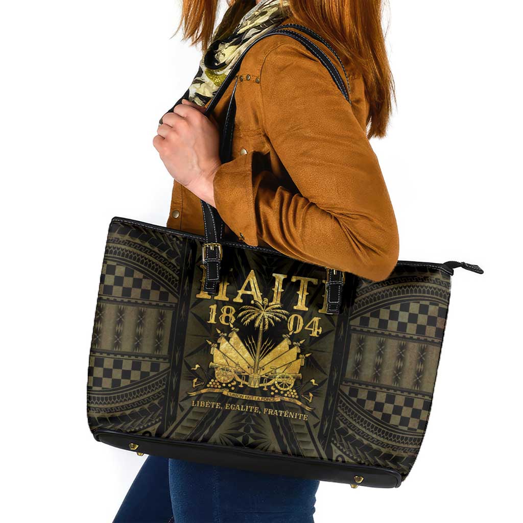 Haiti 1804 Leather Tote Bag Polynesian Gold Neg Maron LT05 Gold - Polynesian Pride