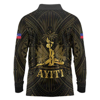 Haiti 1804 Long Sleeve Polo Shirt Polynesian Gold Neg Maron
