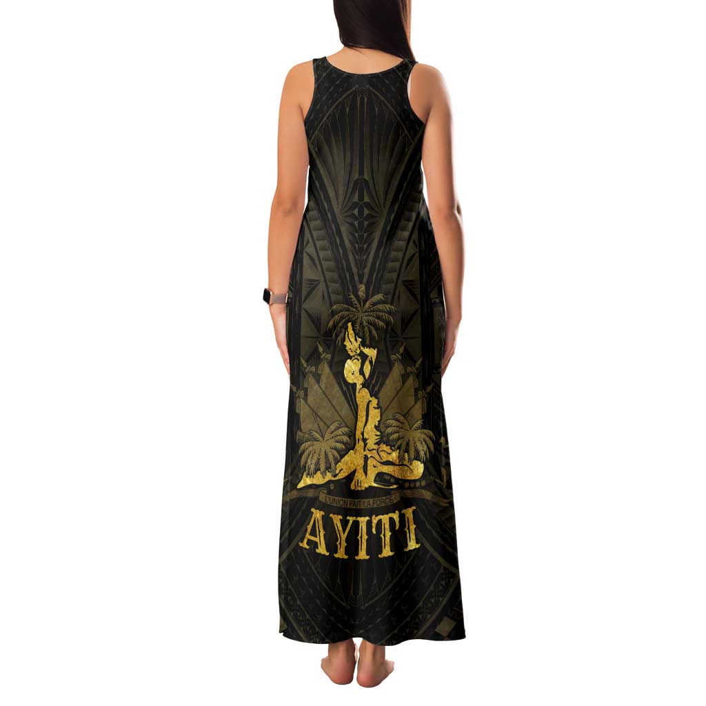 Haiti 1804 Tank Maxi Dress Polynesian Gold Neg Maron