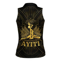 Haiti 1804 Women Sleeveless Polo Shirt Polynesian Gold Neg Maron