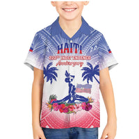 Personalised Haiti Independence Day Family Matching Mermaid Dress and Hawaiian Shirt Neg Maron Polynesian Style LT05 Son's Shirt Blue - Polynesian Pride