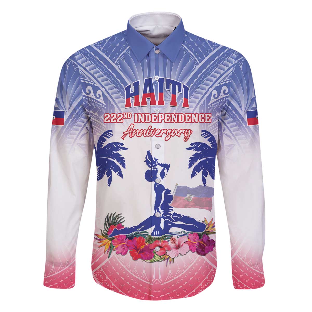 Personalised Haiti Independence Day Family Matching Off The Shoulder Long Sleeve Dress and Hawaiian Shirt Neg Maron Polynesian Style LT05 - Polynesian Pride