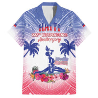 Personalised Haiti Independence Day Family Matching Summer Maxi Dress and Hawaiian Shirt Neg Maron Polynesian Style LT05 Dad's Shirt - Short Sleeve Blue - Polynesian Pride