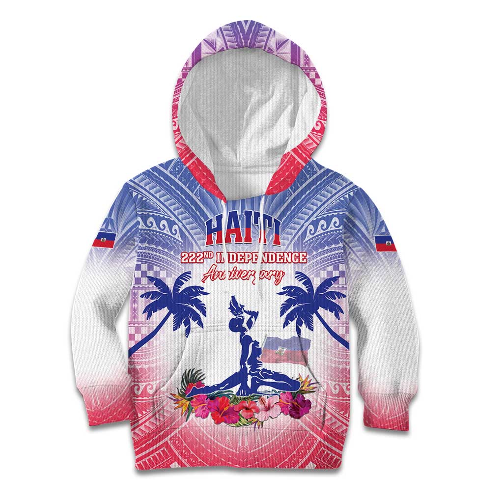 Personalised Haiti Independence Day Kid Hoodie Neg Maron Polynesian Style LT05 - Polynesian Pride