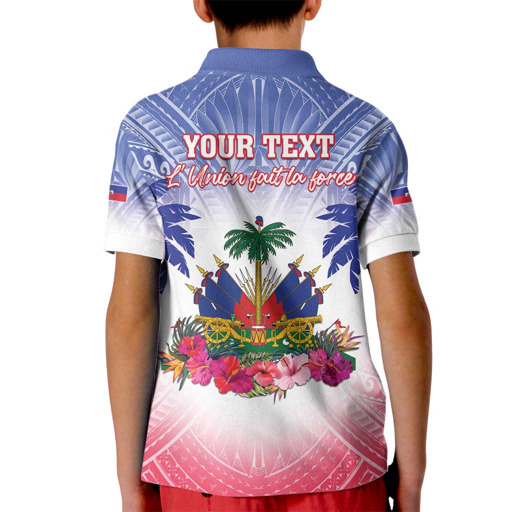 Personalised Haiti Independence Day Kid Polo Shirt Neg Maron Polynesian Style LT05