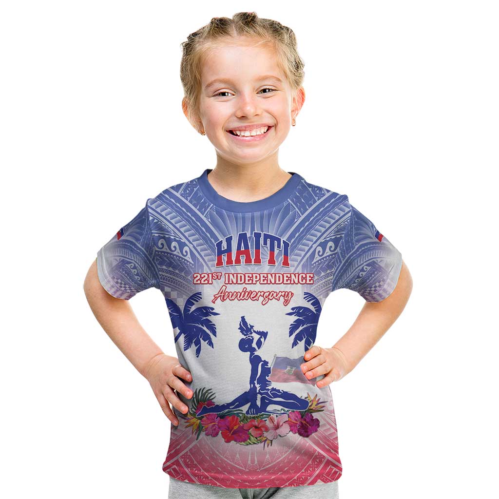 Personalised Haiti Independence Day Kid T Shirt Neg Maron Polynesian Style LT05