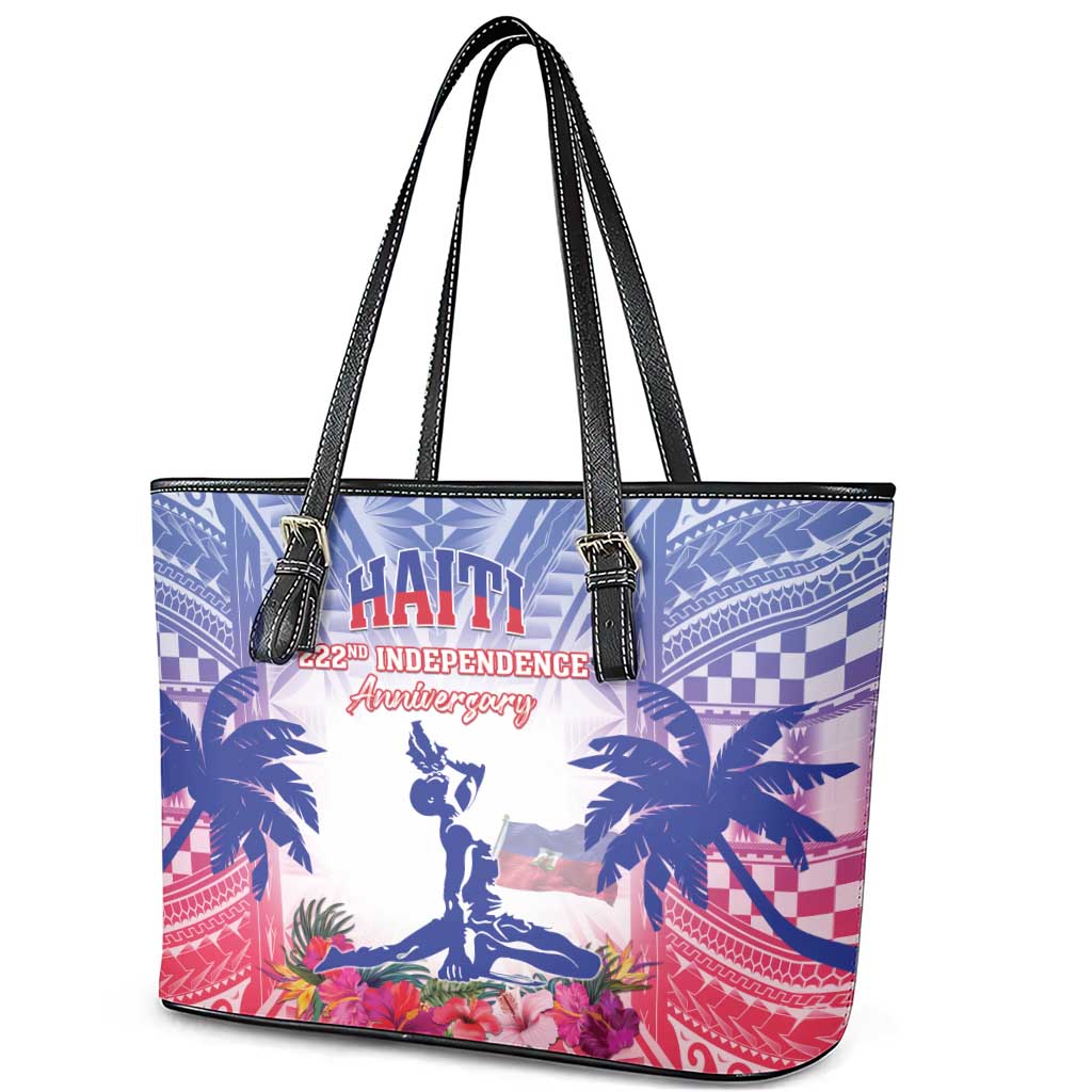 Haiti Independence Day Leather Tote Bag Neg Maron Polynesian Style LT05