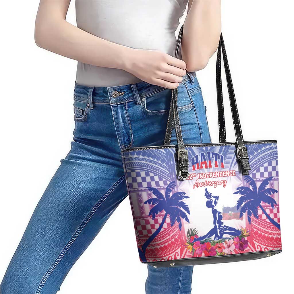 Haiti Independence Day Leather Tote Bag Neg Maron Polynesian Style LT05