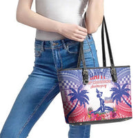 Haiti Independence Day Leather Tote Bag Neg Maron Polynesian Style LT05