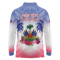 Personalised Haiti Independence Day Long Sleeve Polo Shirt Neg Maron Polynesian Style