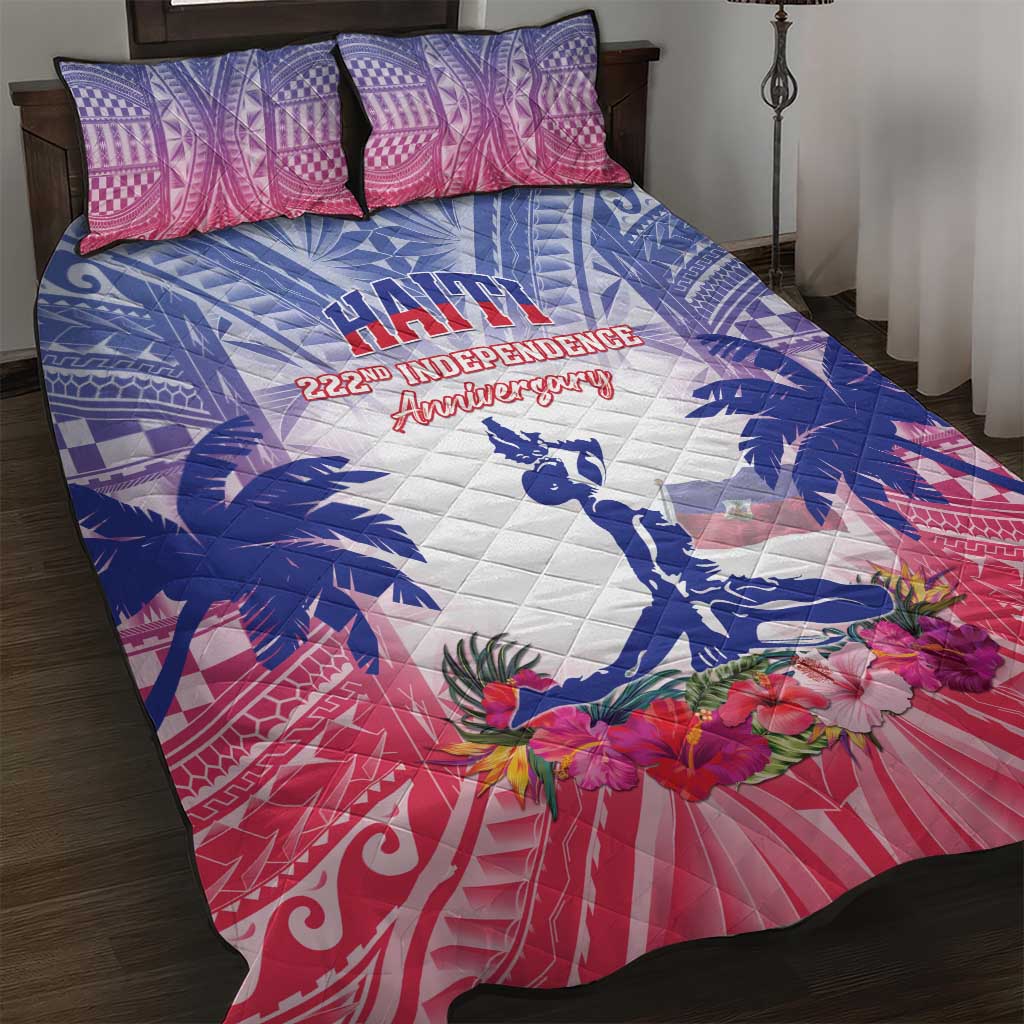Haiti Independence Day Quilt Bed Set Neg Maron Polynesian Style LT05
