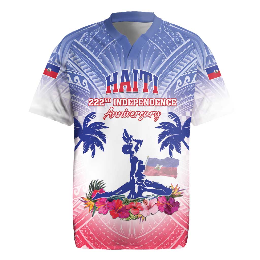 Personalised Haiti Independence Day Rugby Jersey Neg Maron Polynesian Style LT05 Blue - Polynesian Pride