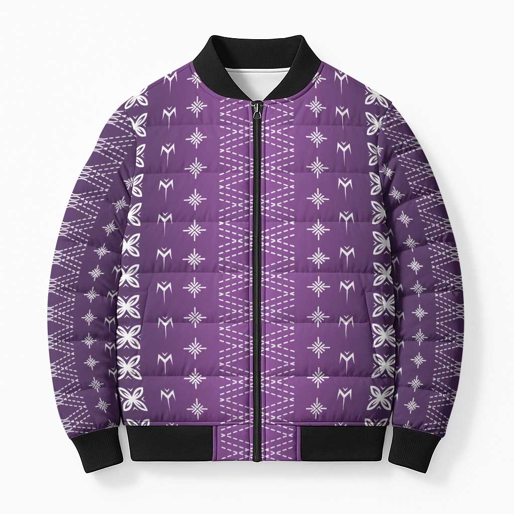 Purple Samoa Malu Tattoo Inspired Bomber Puffer Jacket - Polynesian Pride