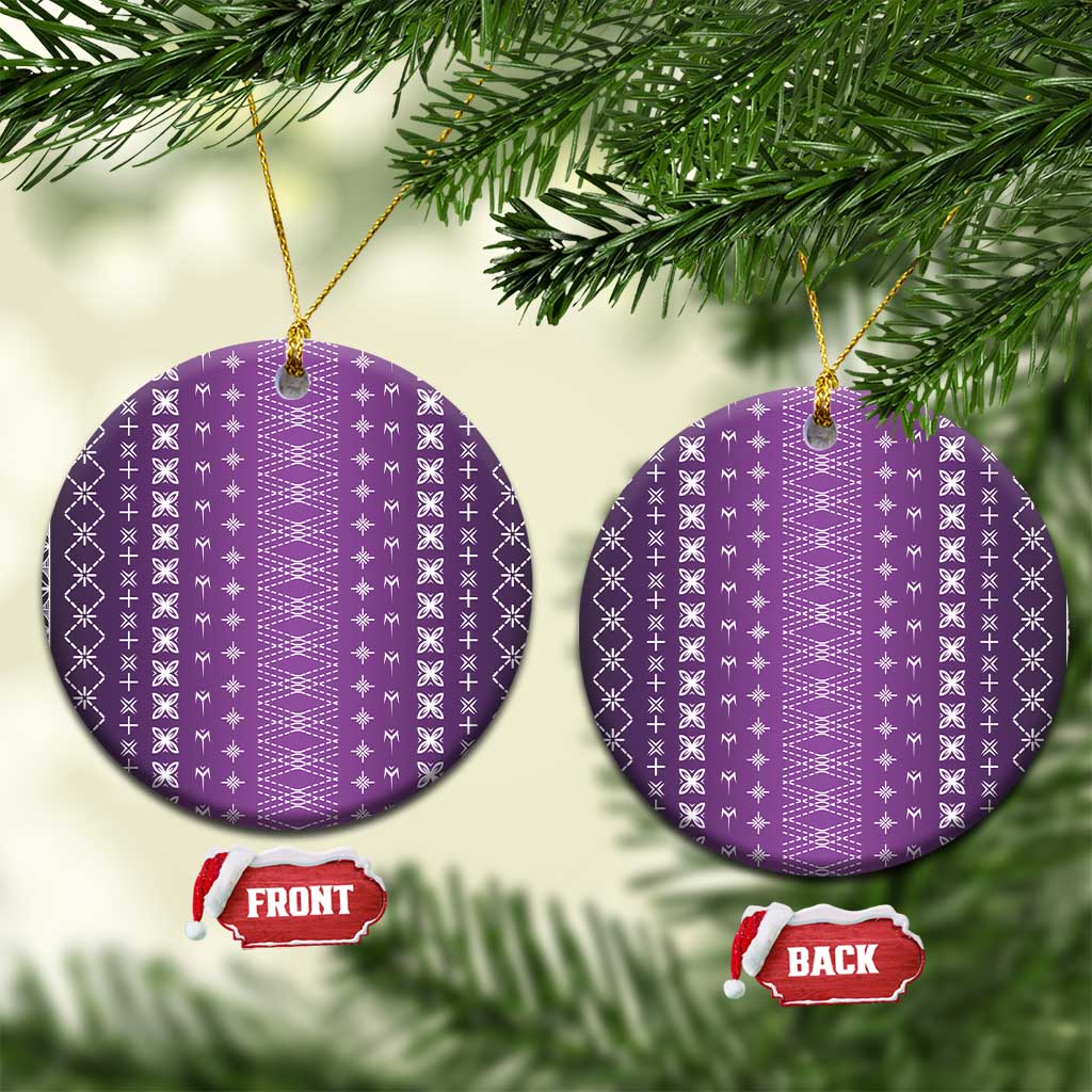 Purple Samoa Malu Tattoo Inspired Ceramic Ornament - Polynesian Pride