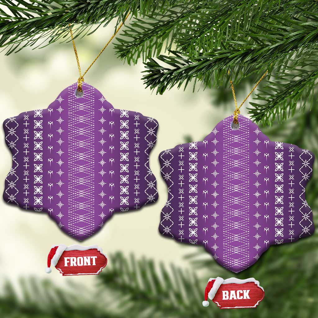 Purple Samoa Malu Tattoo Inspired Ceramic Ornament - Polynesian Pride