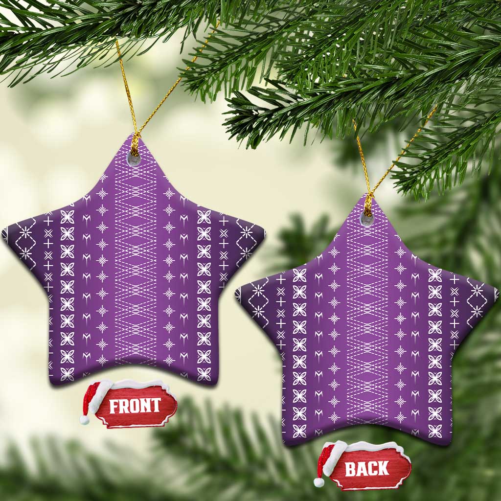 Purple Samoa Malu Tattoo Inspired Ceramic Ornament - Polynesian Pride