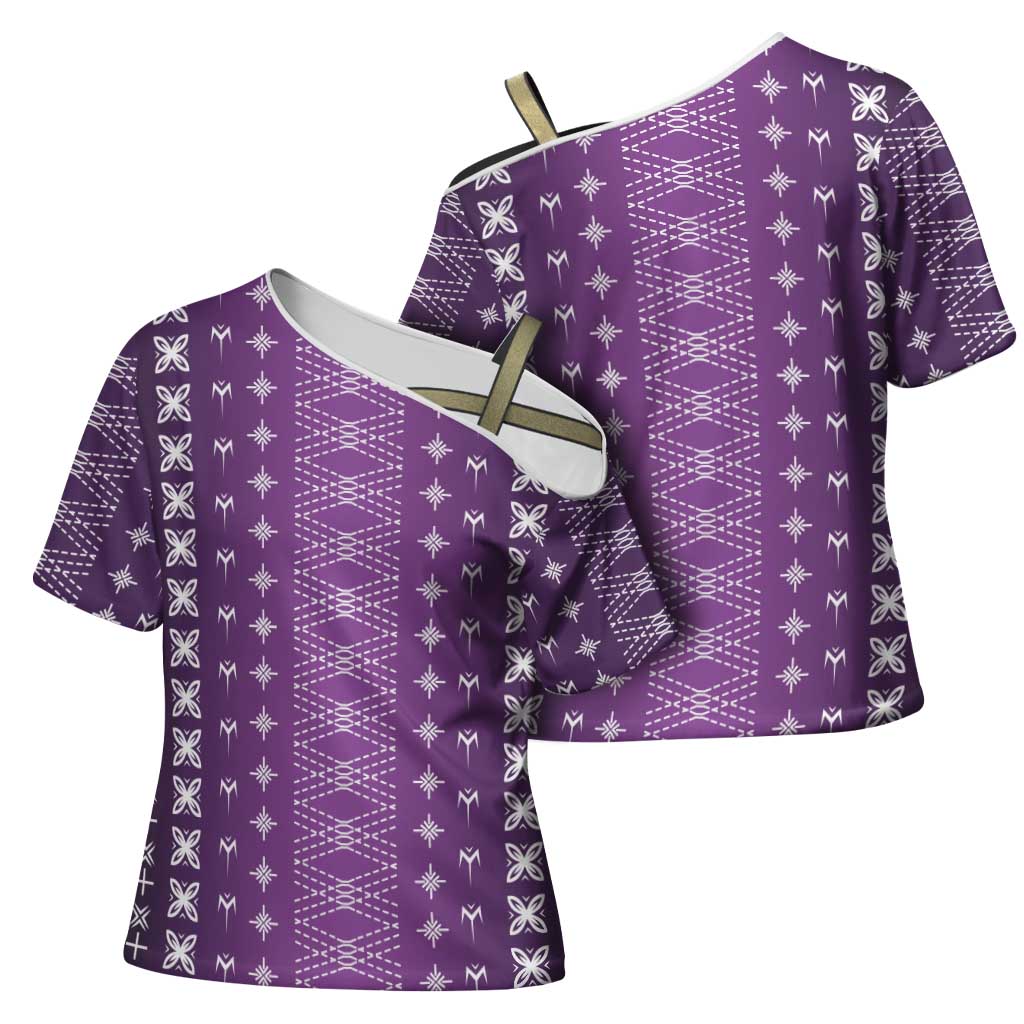 Purple Samoa Malu Tattoo Inspired Cross Shoulder Shirt - Polynesian Pride