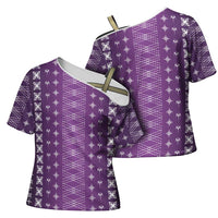 Purple Samoa Malu Tattoo Inspired Cross Shoulder Shirt - Polynesian Pride