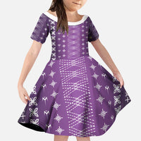 Purple Samoa Malu Tattoo Inspired Family Matching Off Shoulder Maxi Dress and Hawaiian Shirt - Polynesian Pride