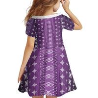 Purple Samoa Malu Tattoo Inspired Family Matching Off Shoulder Short Dress and Hawaiian Shirt - Polynesian Pride